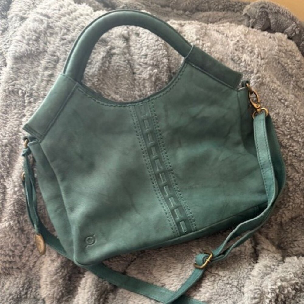 BORN Bexton Leather Satchel in Mineral Blue - new, never used